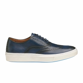 Semi Fit Sophisticated Waist Johnston & Murphy Hollins Wingtip Oxford (Men) - Navy Full Grain