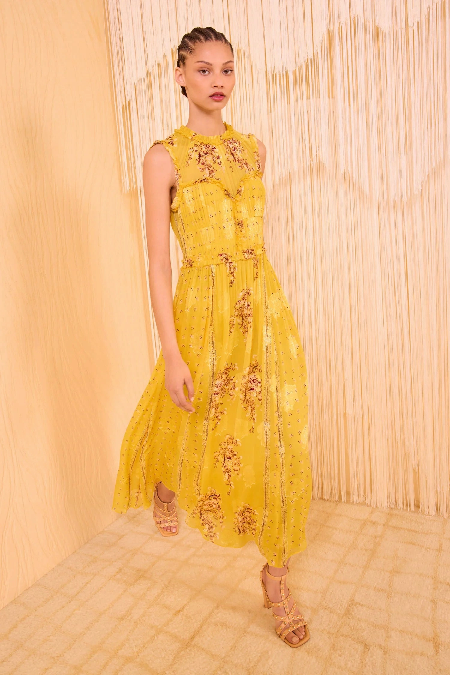 Kasia Sleeveless Dress in Soleil WrinkleResistantCloth Layering Piece