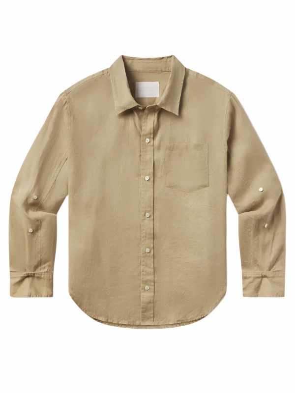 FlexibleElasticity Kayla Shrunken Linen Shirt in Gobi