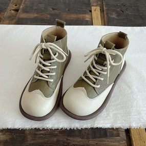 monogrammed Babakud Women Winter Retro Leather Handmade Fleece Boots