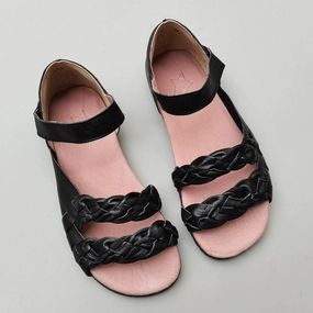 monogrammed Women Summer Vintage Genuine Cowhide Soft Sole Woven Sandals