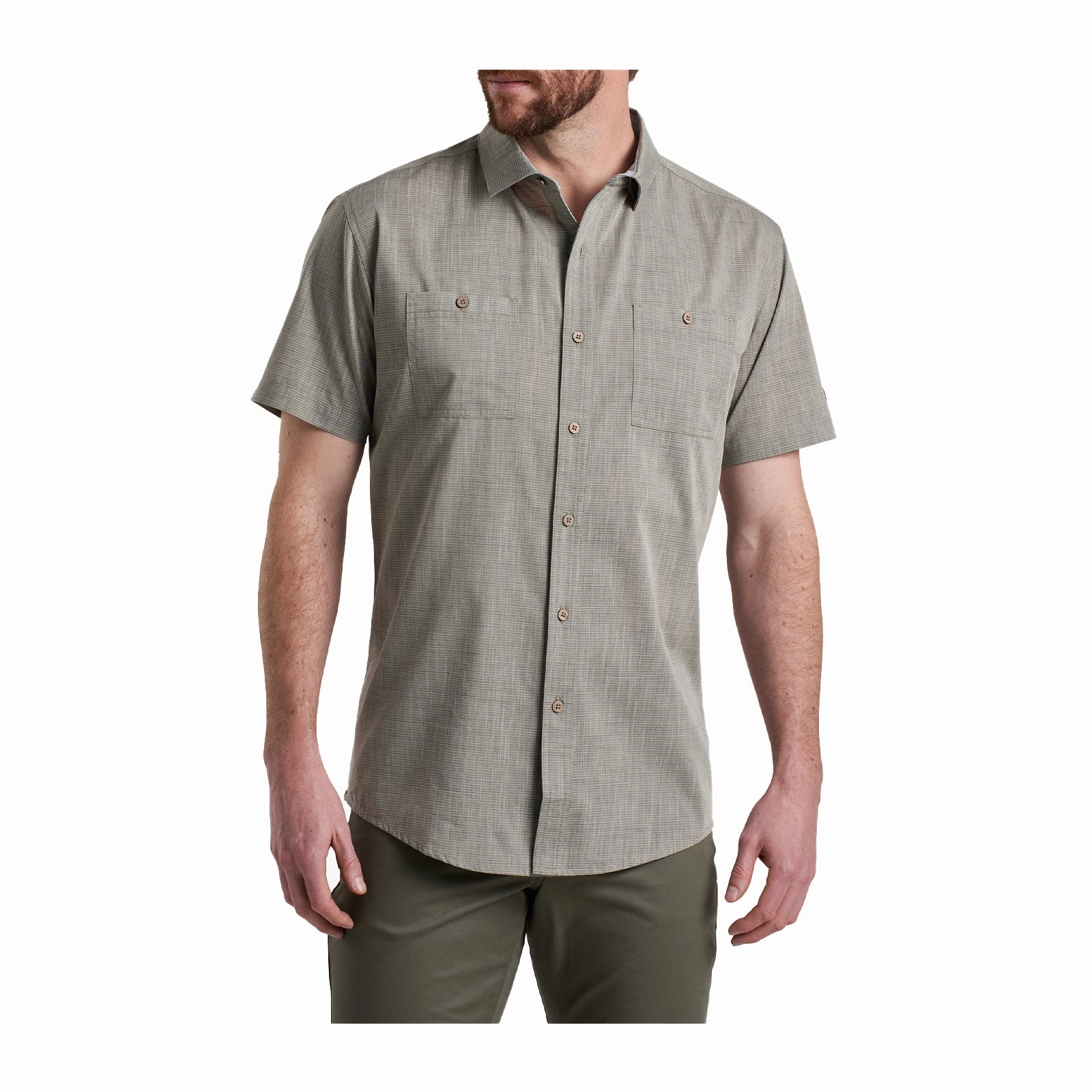 MoistureManagement Technology Polish Tone Kuhl Karib Stripe Short Sleeve Shirt (Men) - Ashwood