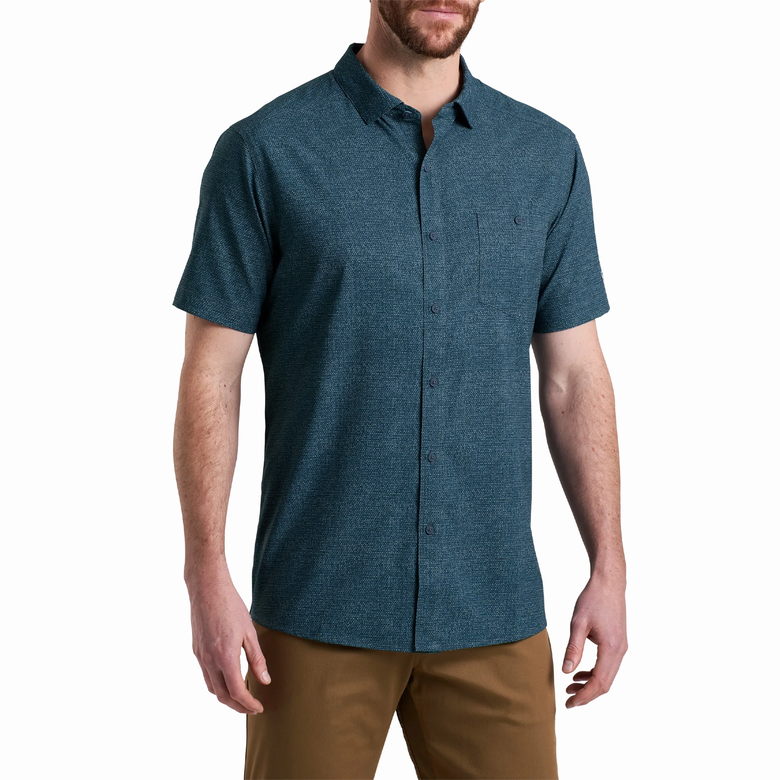 Kuhl Persuadr Short Sleeve Shirt (Men) - Midnight NonIrritating Seams NonRestrictive Movement