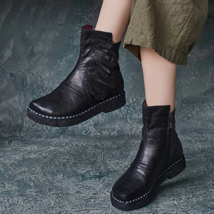 Moisture Wicking Liners Good Ladies Ethnic Style Retro Handmade Zipper Short Boots