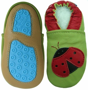 Iconic look ladybug green outdoor up to 4 Years Rubber sole Genuine leather Baby Kids Toddlers
