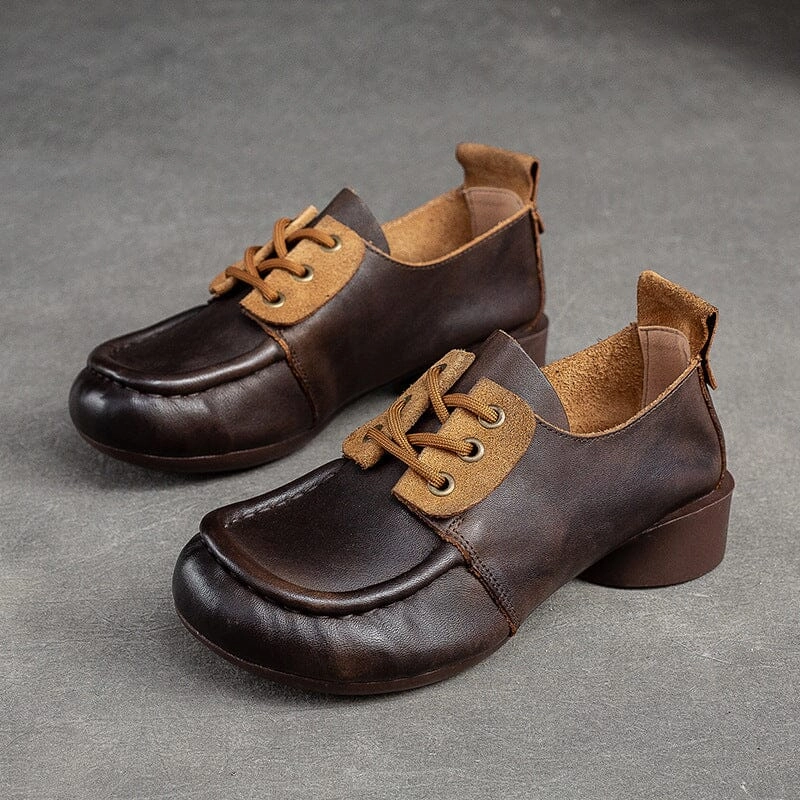 Supportive touch Cool Look Autumn Retro Patchwork Leather Low Heel Casual Shoes