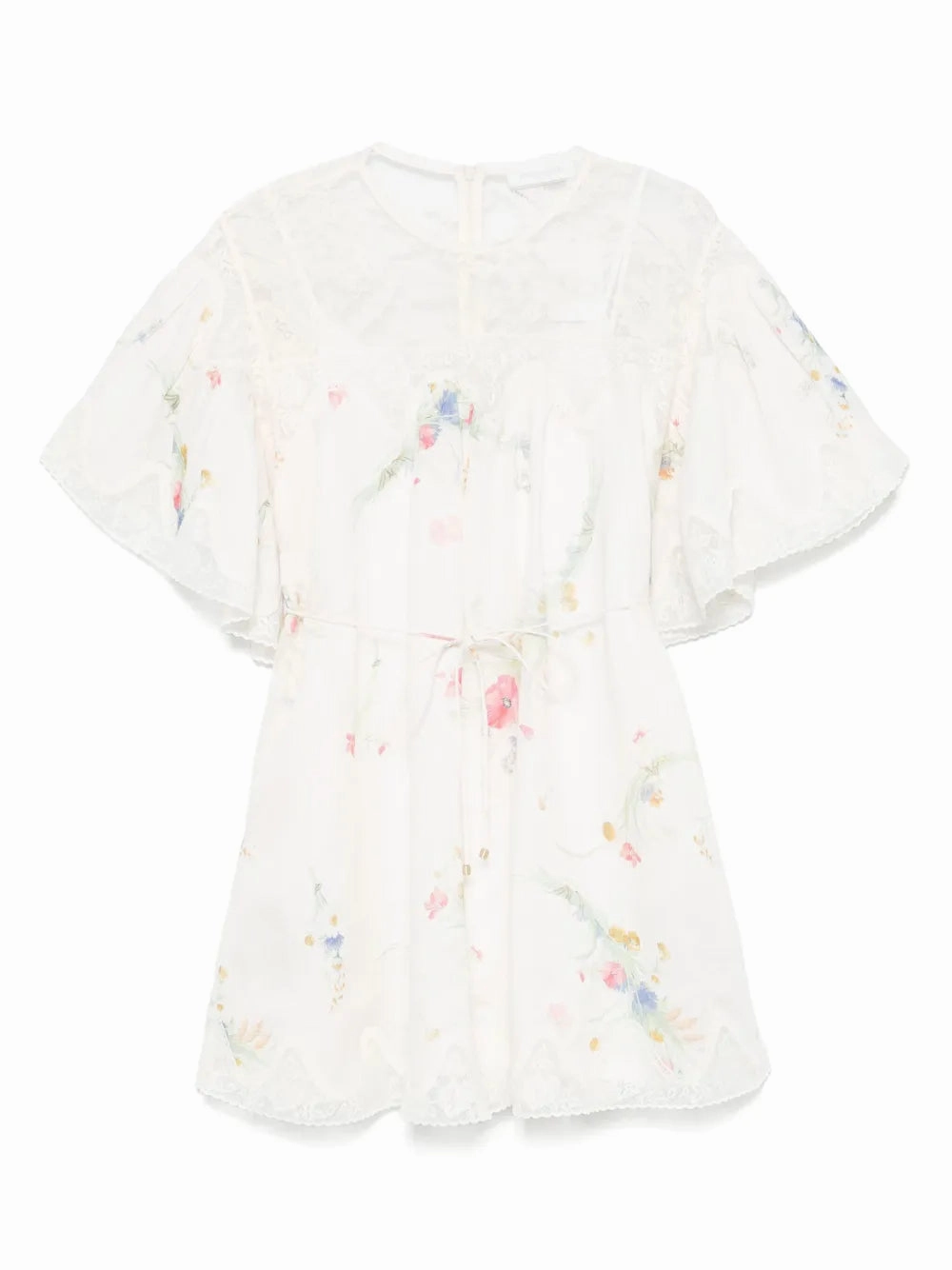 Lucky Lace Trim Mini Dress Cool Glow