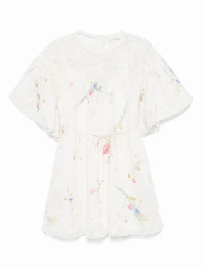 Lucky Lace Trim Mini Dress Cool Glow