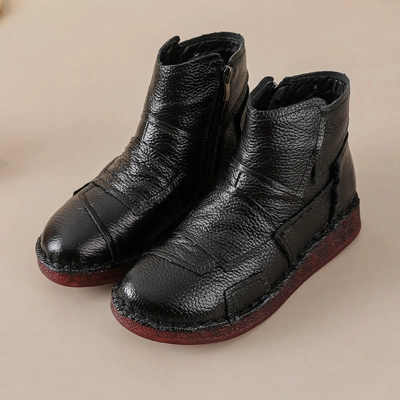 Winter Warm Leather Fleece-In Patchwork Casual Ankle Boots skateboarders