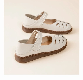 Non Tangling Lacing Leather Breathable Casual Closed Toe Woven Shallow Velcro Sandals