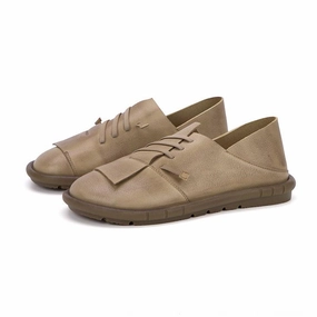 Leather Sueded Retro Flats Loafers Slip Resistant Irregular Shoes Grounded Traction Pattern Non Chafing Collar