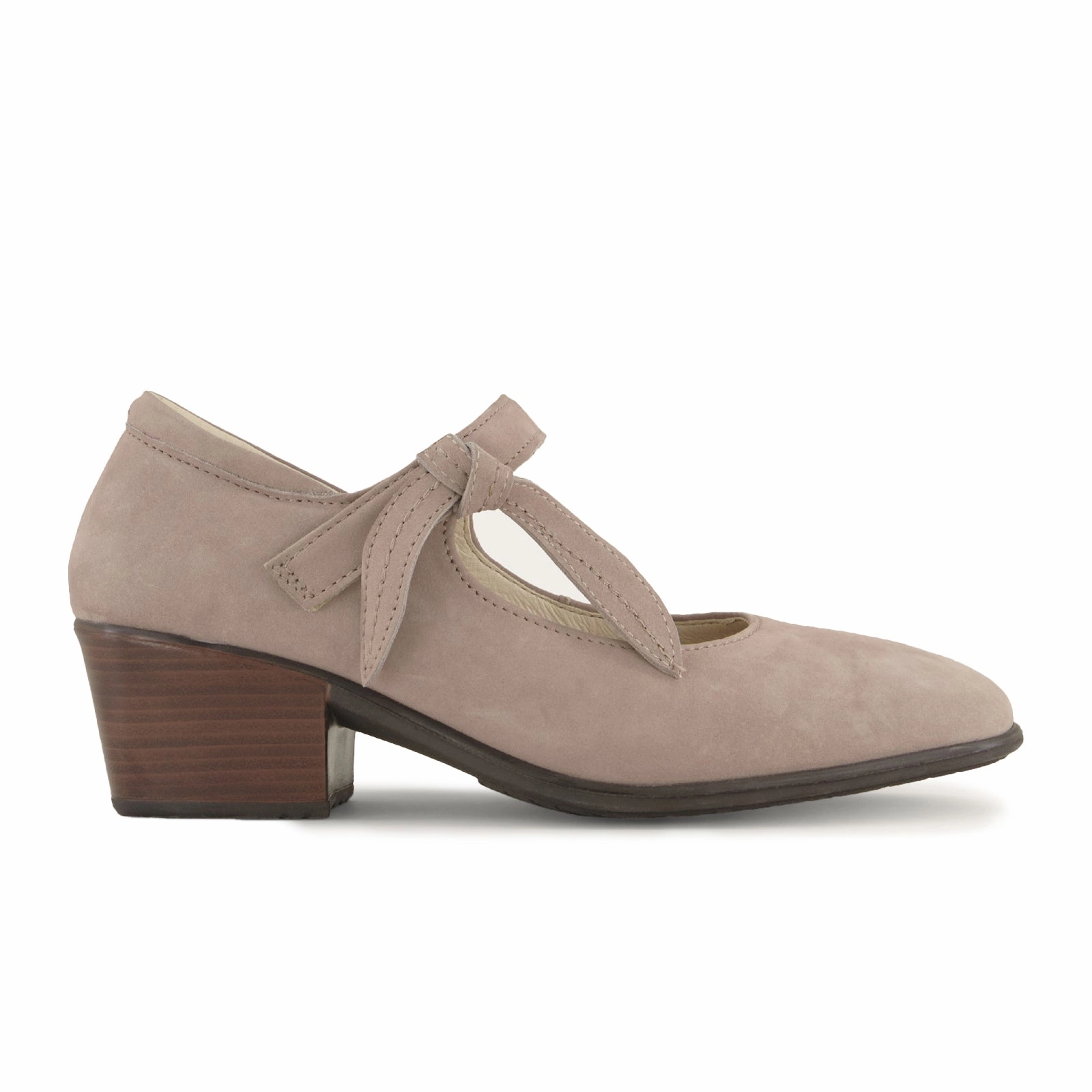 Contrast-Panel Naot Nobility Heeled Mary Jane (Women) - Stone Nubuck