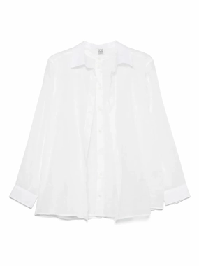 Double Collar Shirt in White Work Wear
