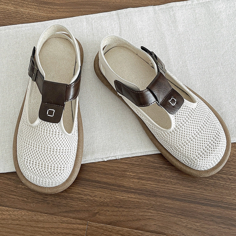 least hiking informal event Linen Closed-Toe Thick Sole Mesh Breathable Sandals