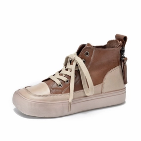 night Women Retro Leather Patchwork Versatile Platform Shoes