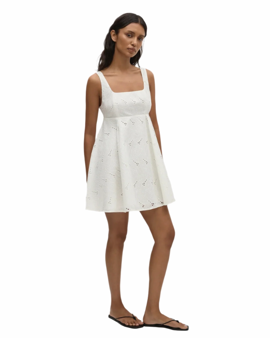 Lovis Mini Dress in Birgitta Broderie Anglaise White Holiday Glow Mature Charm