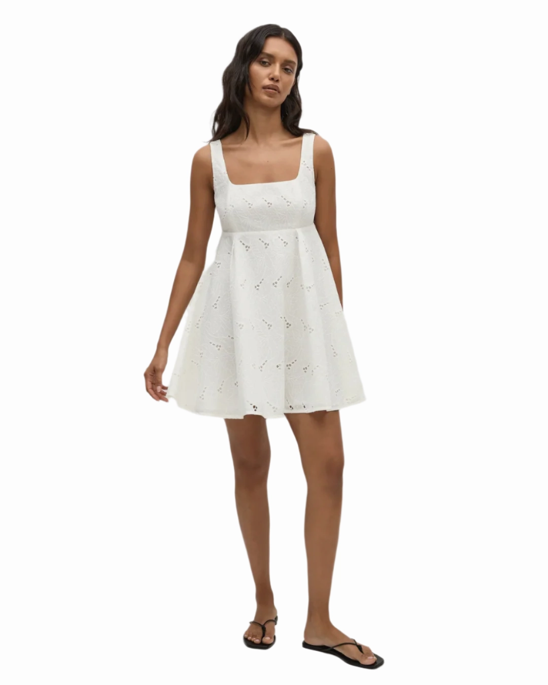 Tight Net Forest Air Lovis Mini Dress in Birgitta Broderie Anglaise White