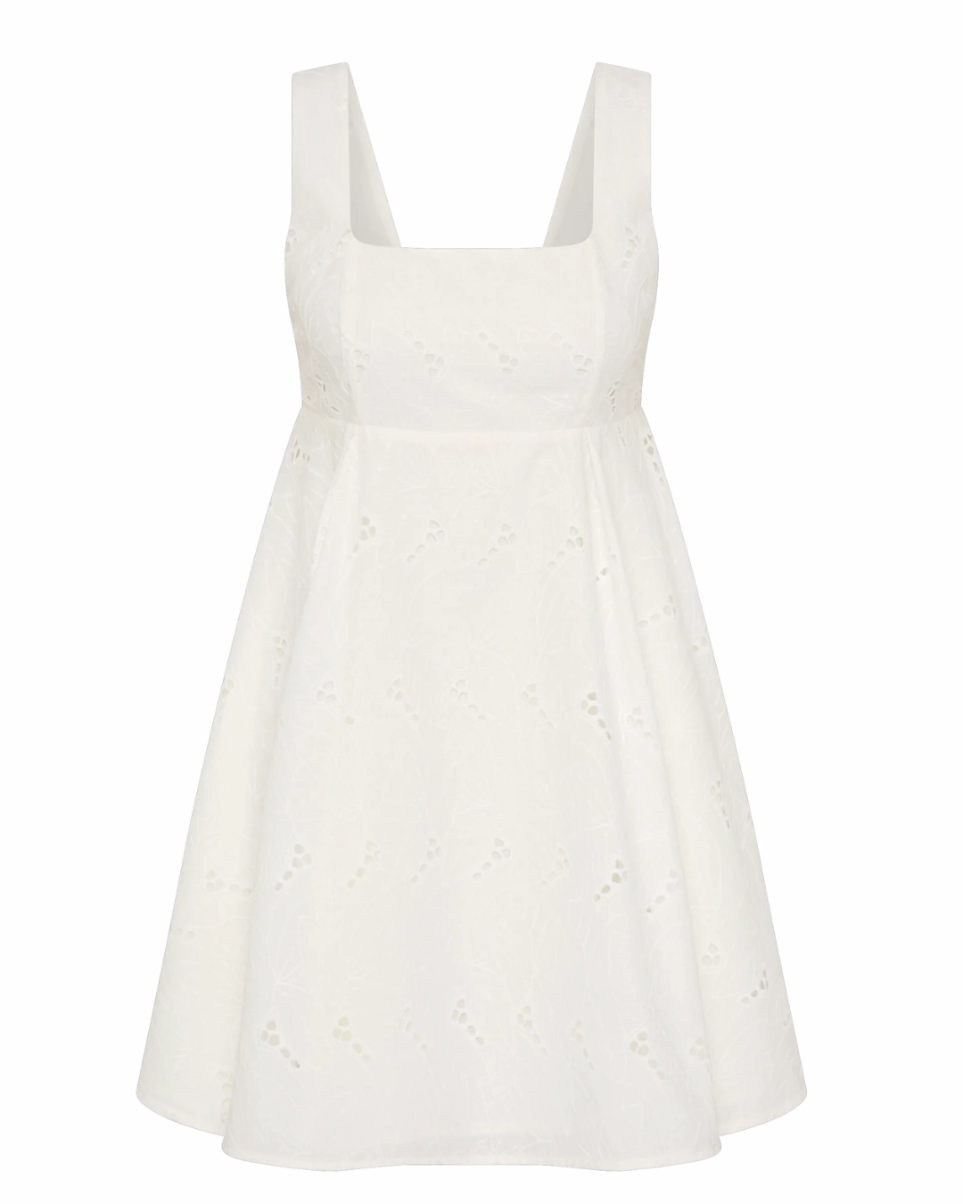 Lovis Mini Dress in Birgitta Broderie Anglaise White LowMaintenanceFabric