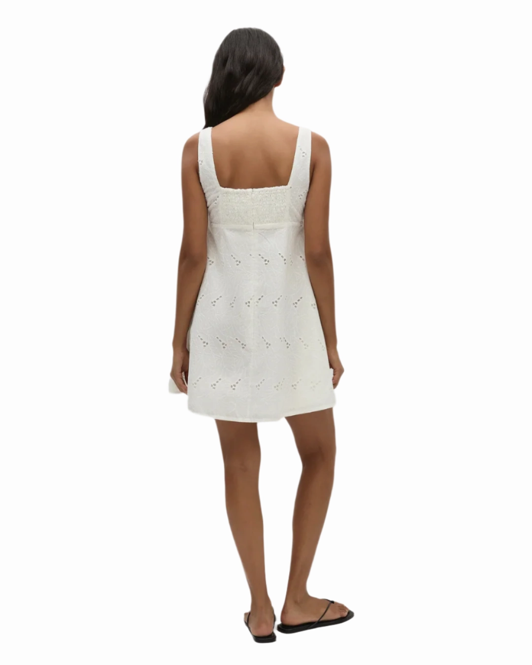 DoubleStitchedSeams QuickReleaseFastener Lovis Mini Dress in Birgitta Broderie Anglaise White