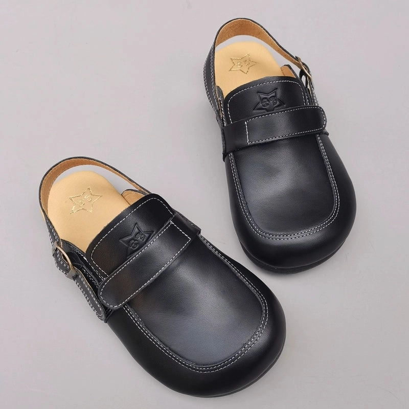 Summer Genuine Leather Plus Size Wide Toe Comfortable Shoes Casual Support