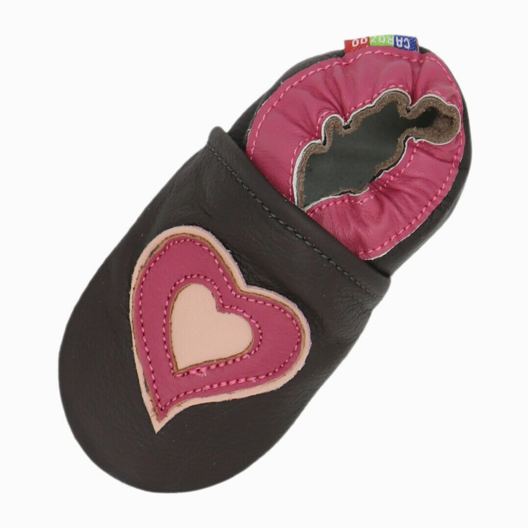 Hearts Brown up to 8 Years Slip Resistant Traction Slippers