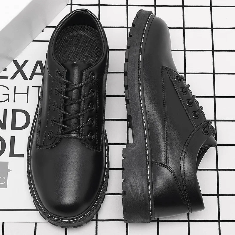Relaxed shock absorption Luxury Men's Genuine Leather Business Formal Shoes British Style Men's Black Platform Lace Up Casual Shoes Zapatos De Cuero 2025