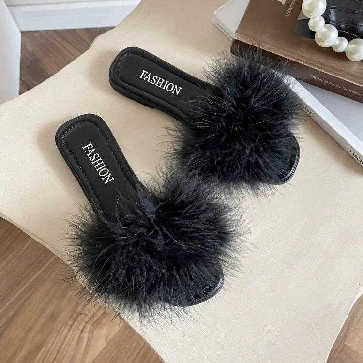 Babakud Women Summer Casual Sueded Rabbit Hair Flat Shoes Ultra-soft traction Breathable Ease