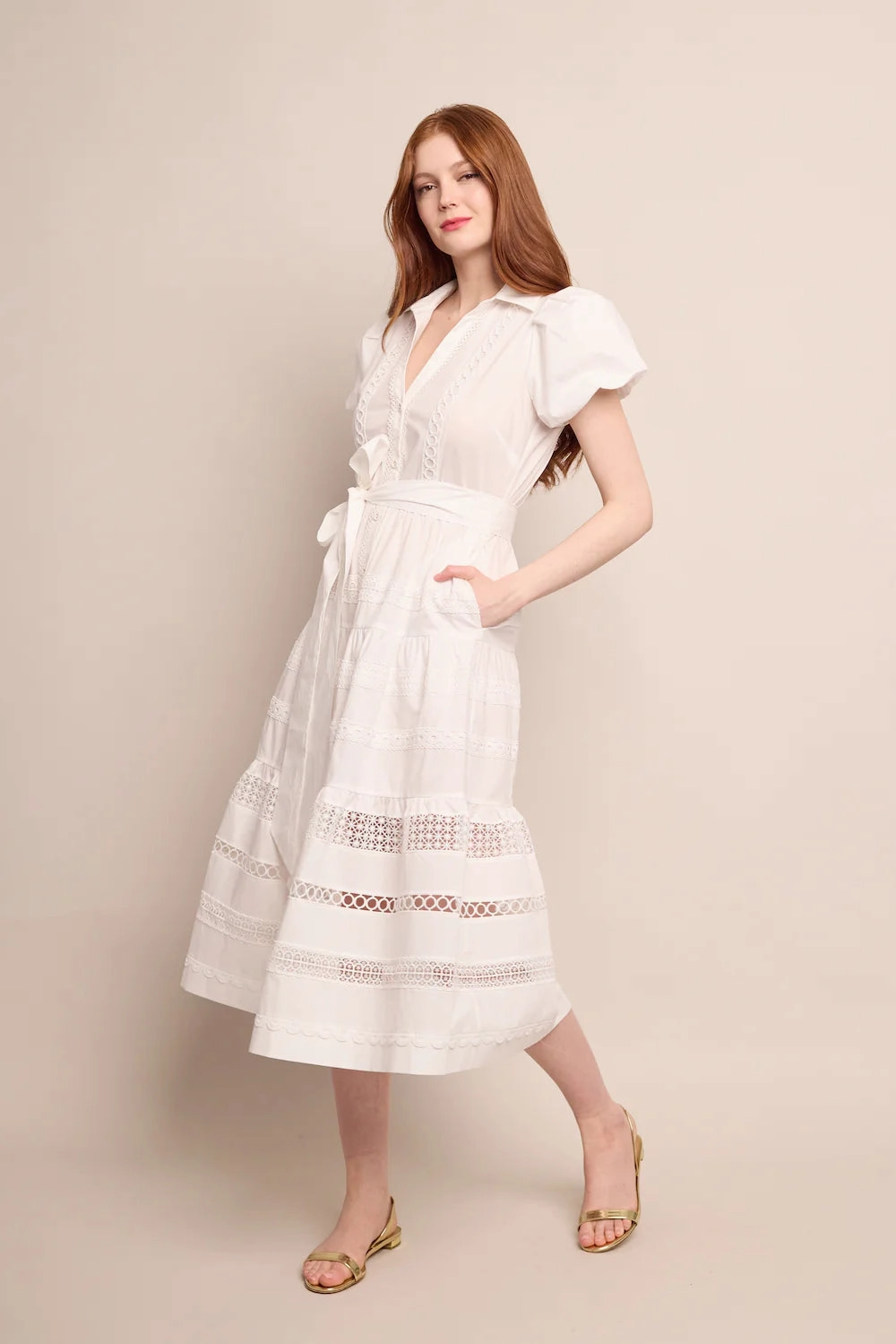 Mardi Dress in White Fine Weave Fashion Forward