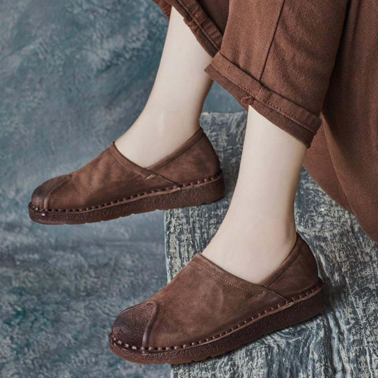 Babakud Women Retro Cozy Handmade Leather Flats Streamlined wear dimension