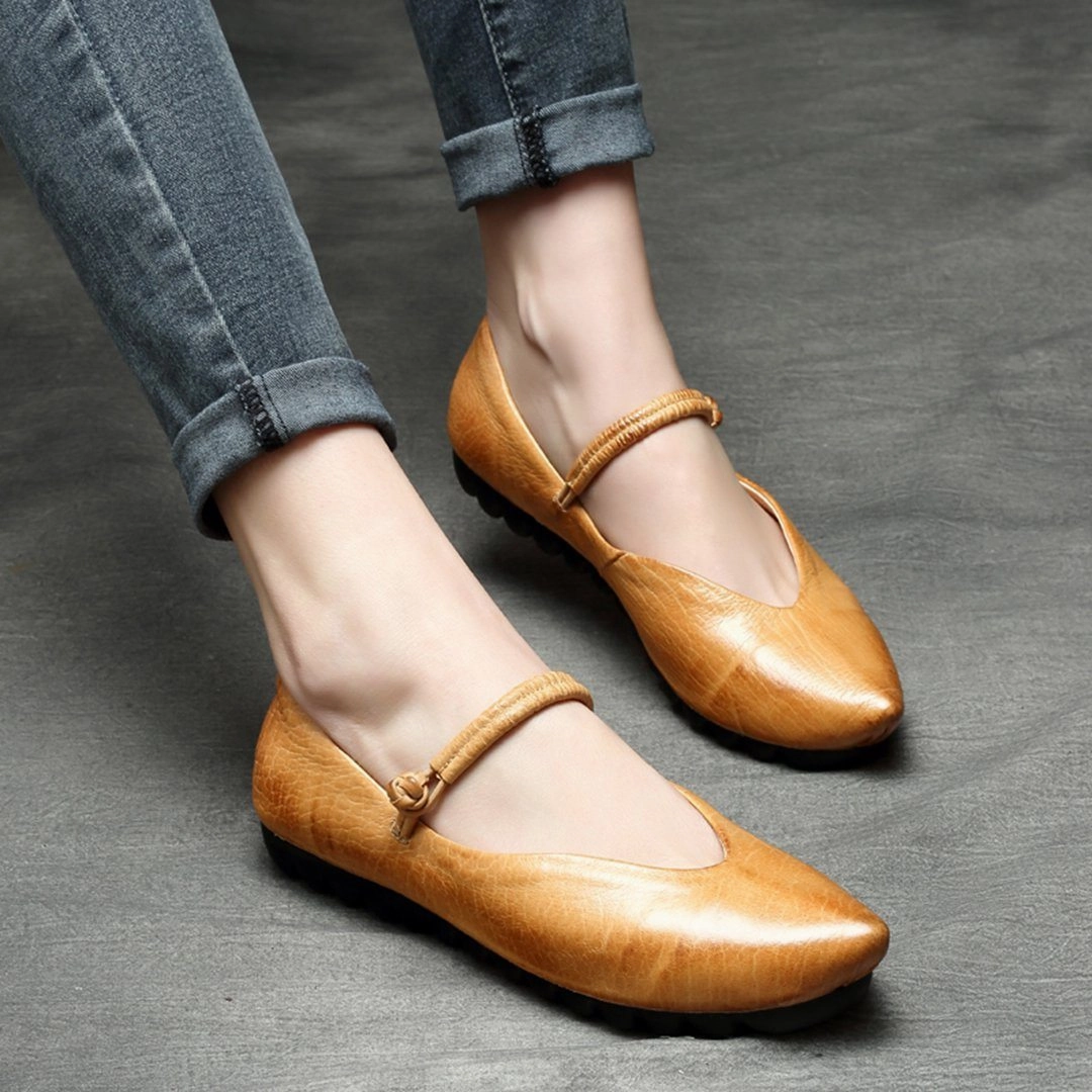 Marry Jane Leather Pointed Toe Flats Shoes Exclusive traction