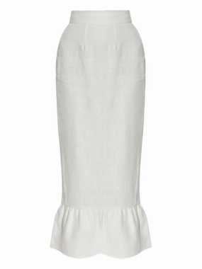 Tencel Blend Fabric Durable Reinforcements Matilda Column Skirt in Cream