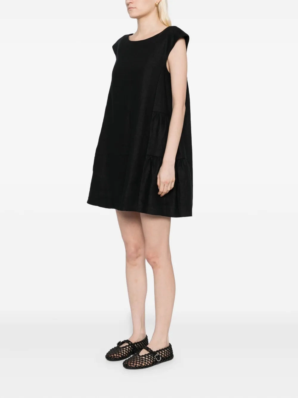 Matilda Shift Mini Dress in Black Soft Jersey