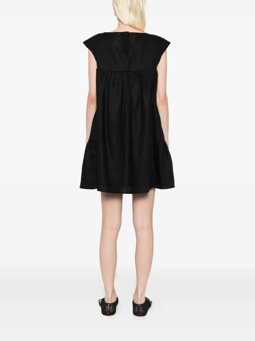 Light Layer Summer Air Matilda Shift Mini Dress in Black