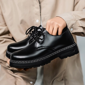 Men'S Classic Black Oxfords, Casual Lace-Up Dress Shoes, Solid Color Faux Low Top with PVC Sole, Round Toe for Daily & Business Wear, Spring/Fall Season tennis players - specific features