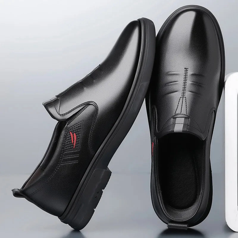 Men's Cow Leather Shoes Genuine Leather Handmade Business shoes Round Toe Casual Loafers Comfortable Man footwear Zapatos Homme Impact Dispersal Geometry