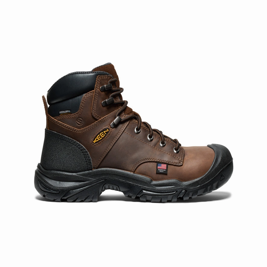 Men's Mt Vernon II 6" Waterproof Boot (Steel Toe)  |  Dark Earth/Black reinforced heel shoes Cushioned Insole