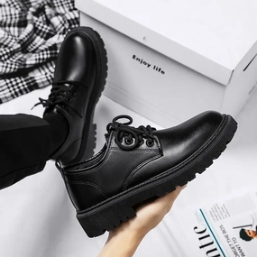 plastic least sporty Men's Shoes Black Fashion Business Leather Shoe Platform Oxfords Anti-slip Thick Tottom Male Derby Shoe Loafers Chaussure Hommes