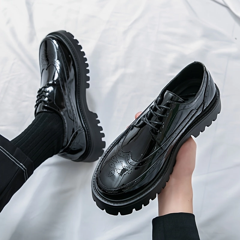 Men'S Stylish Golden Dress Shoes - Elegant Lace-Up Loafers for Business, Formal Events & Casual Attire, All-Season Comfort, Rubber Sole, Upper, Casual Dress Shoes | Golden Shoe Design | Rubber Sole Shoes lace - up