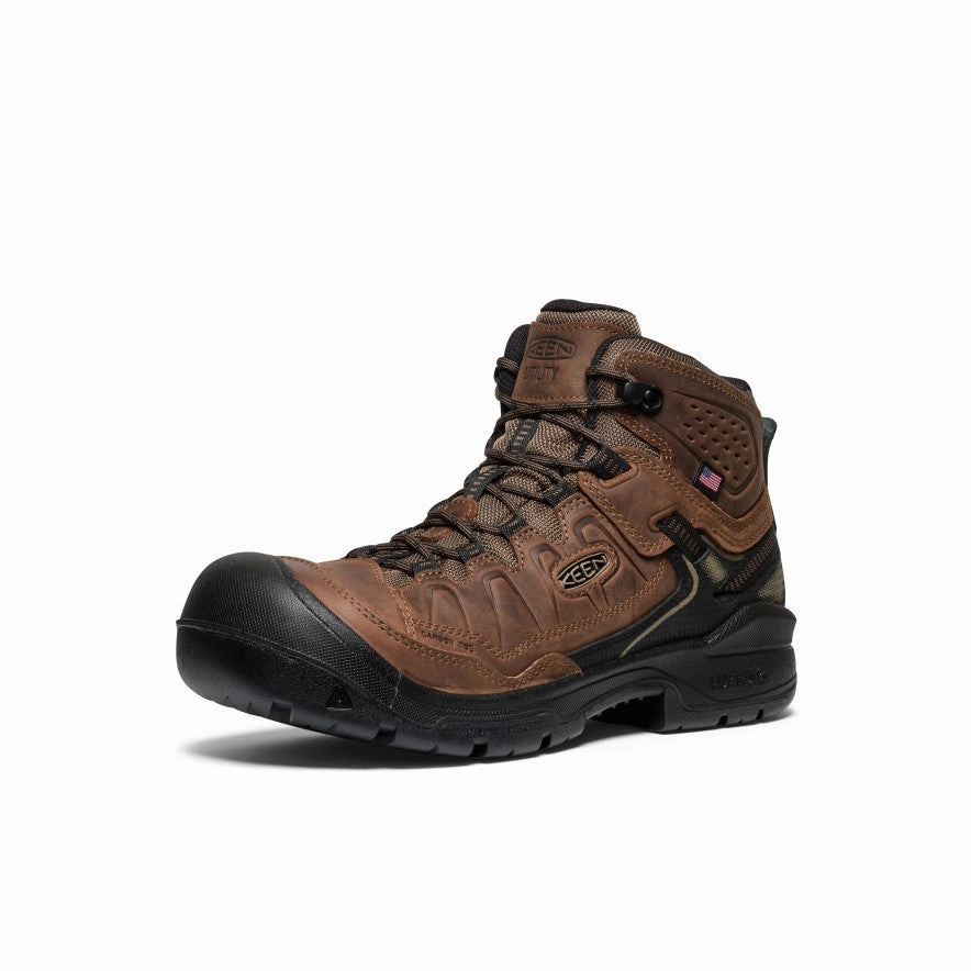Odor Control Shoes Men's Targhee IV Waterproof Work Boot (Carbon Toe)  |  Dark Earth/Black