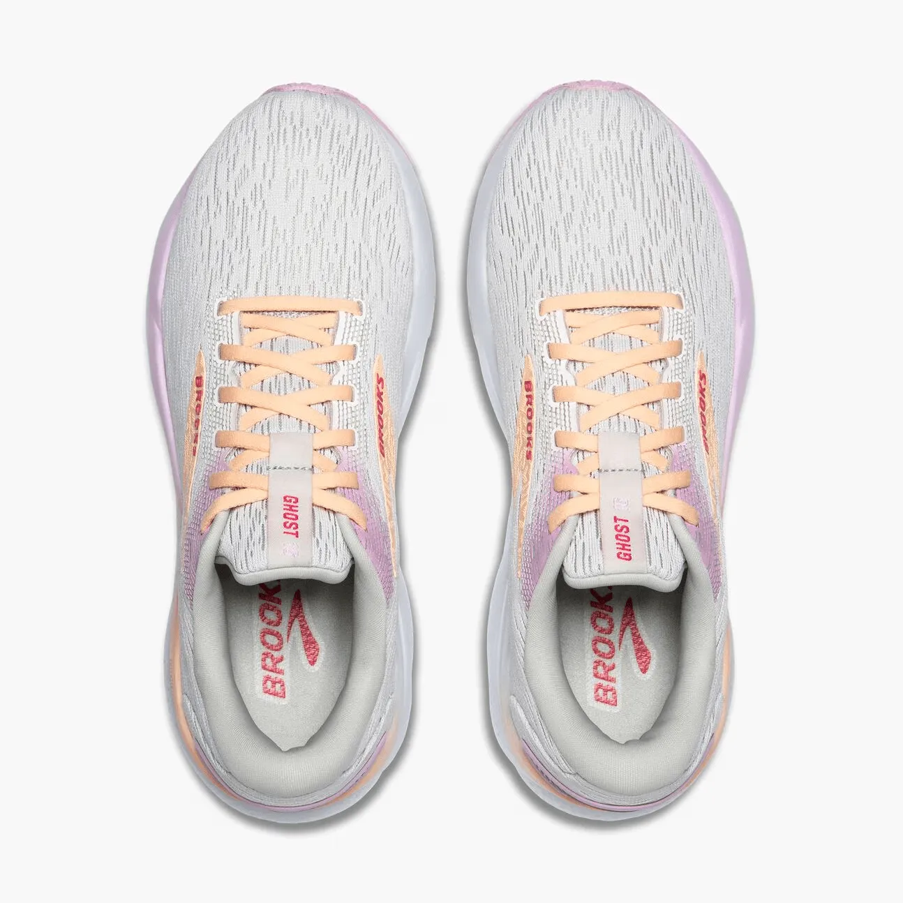 BROOKS WOMENS GHOST 16 - WHITE GREY ORCHID Elevated durability