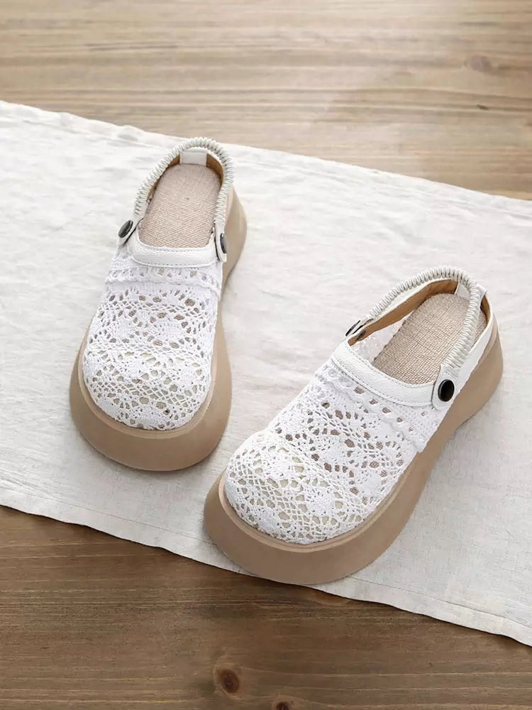 Babakud Women Linen Height Slip On Sandals Cultural Event Flexible