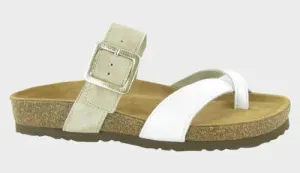 Iconic arch Functional shock absorption NAOT FRESNO SANDAL - WHITE PEARL LEATHER/SAND STONE SUEDE