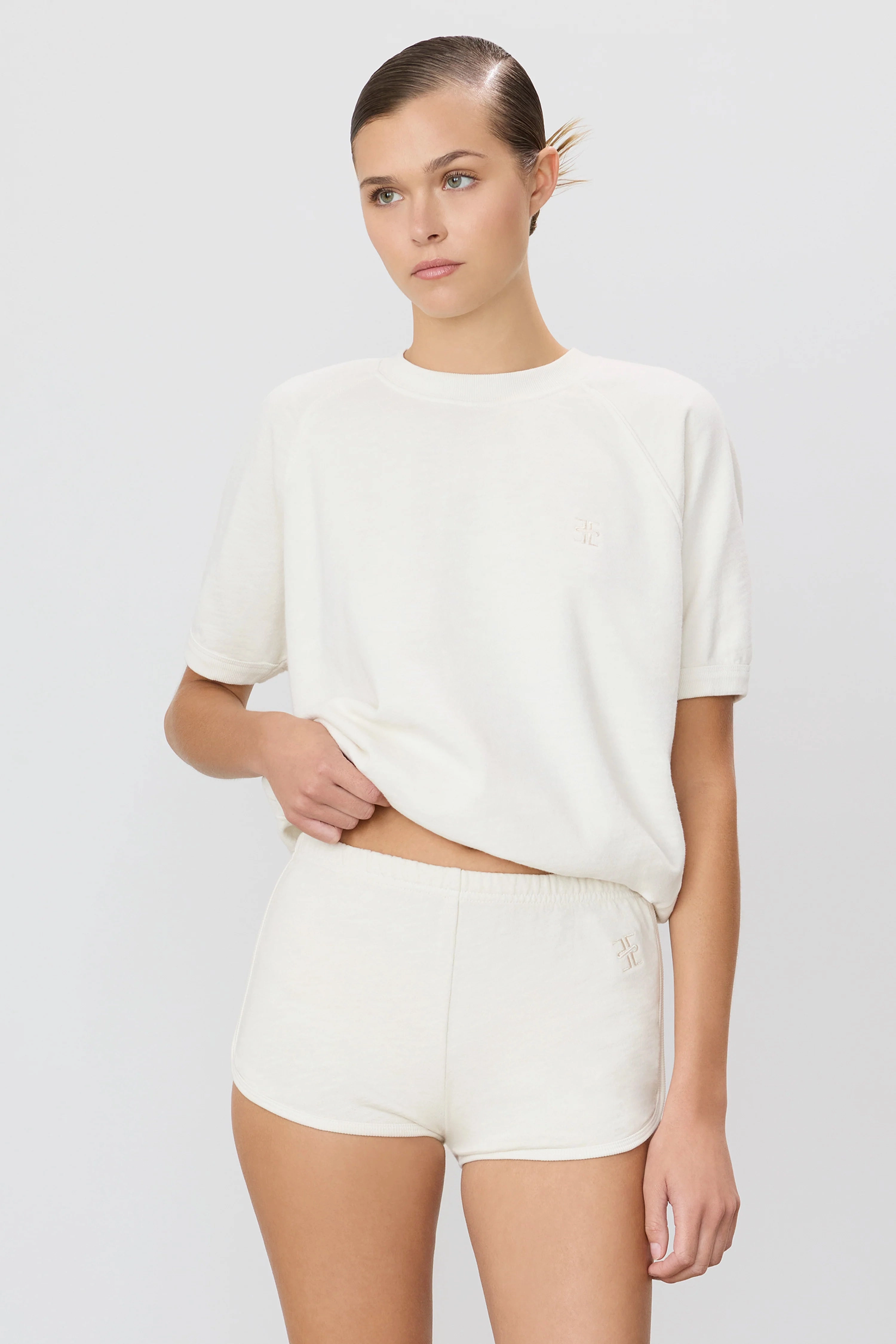 Mini Track Short in Bone LowMaintenanceFabric MultiDirectionalFlex