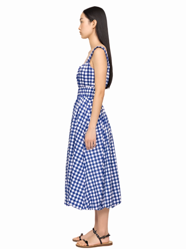 Soft Fabric Neci Gingham Tank Dress in Navy