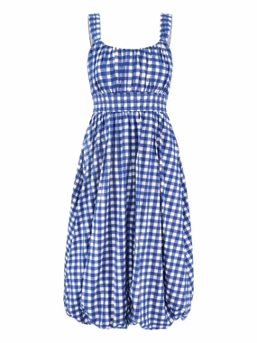 Neci Gingham Tank Dress in Navy AntiPilling Surface Meeting Ready