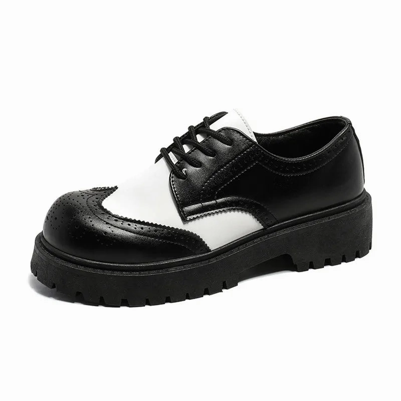 Torsional Stability Frame Classic Black and White Brogues Formal Shoes Men Casual Business Leather Shoes Mens Derby Shoes Designer Platform Formal Loafers