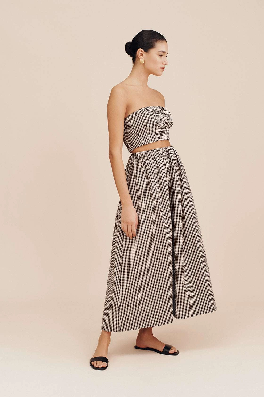 Mira Bandeau Top in Black & Cream Gingham Late Breeze