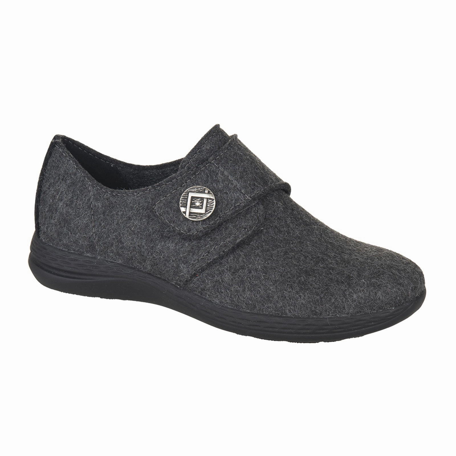 Fidelio Ballari Wide Slip On (Women) - Charcoal Sophisticated Design Elegant Mood