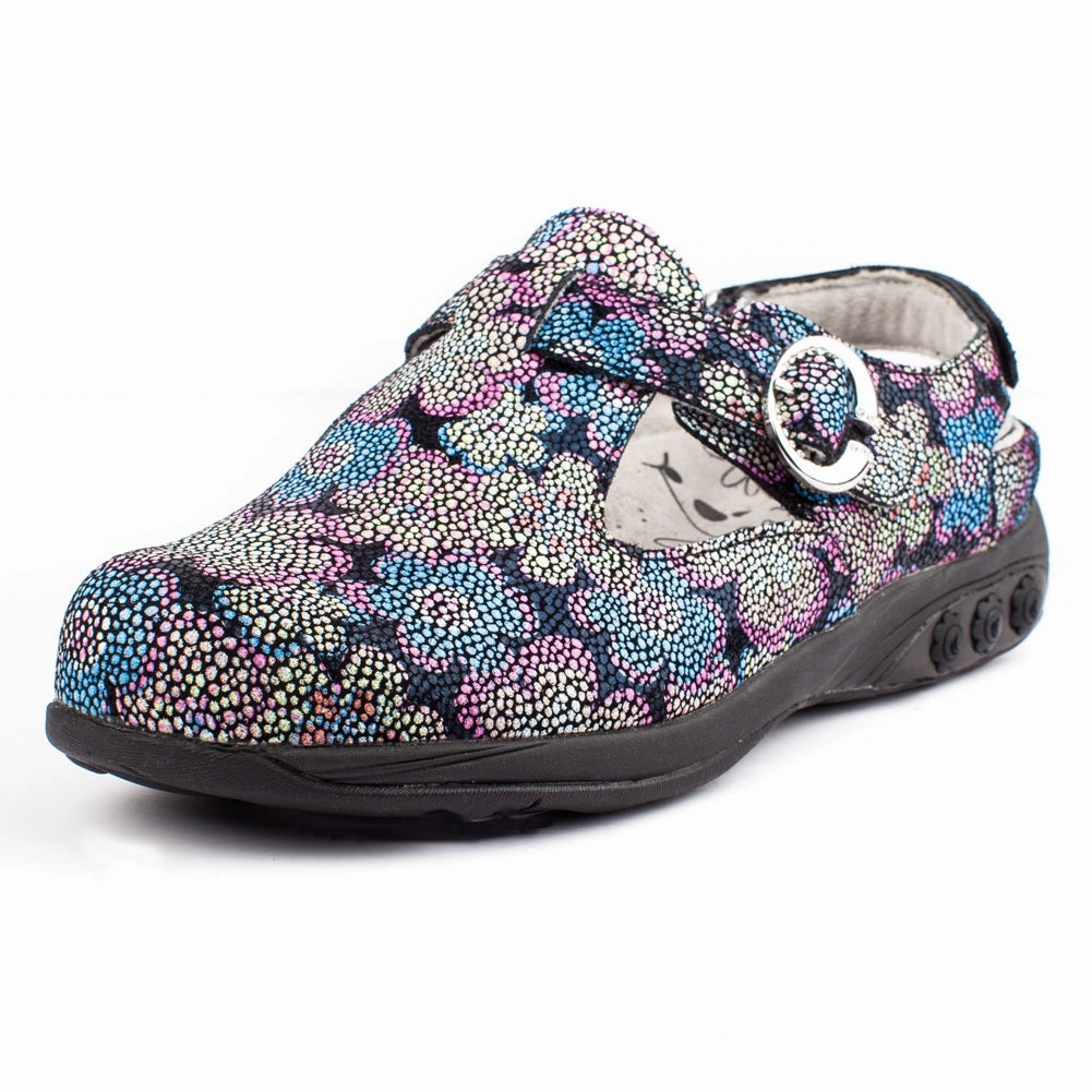 Chloe Women's Adjustable Leather Clog Canvas Material