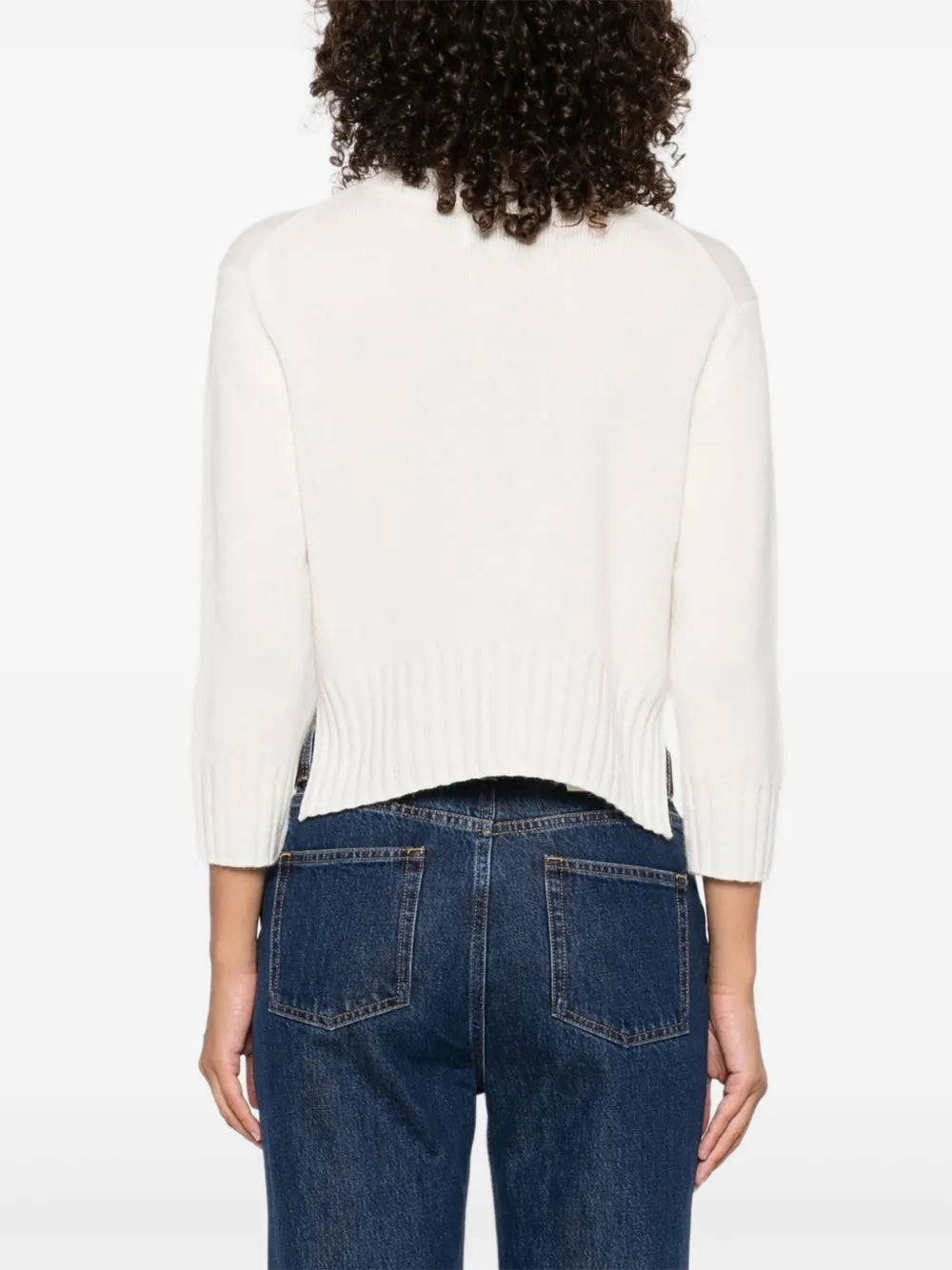 Mora LDS Cropped Cashmere Sweater in Ivory Game Core Reinforced Stitching